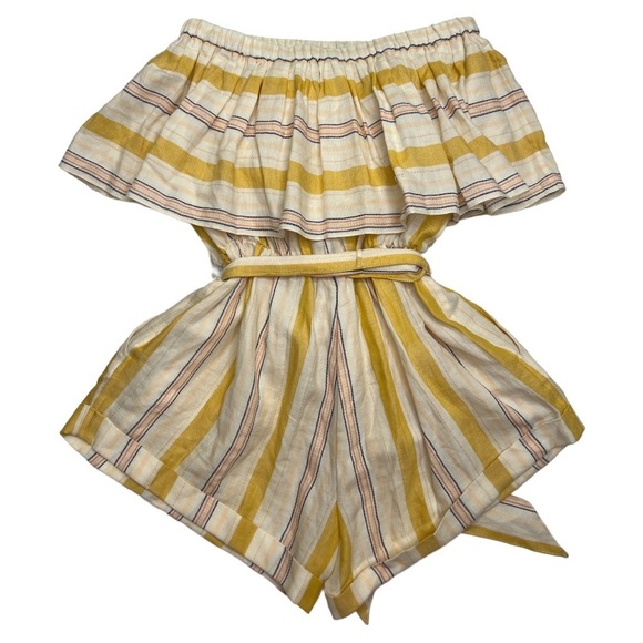 LEMLEM ZERITU STRIPED YELLOW STRAPLESS COTTON ROMPER SZ XS - Picture 5 of 7